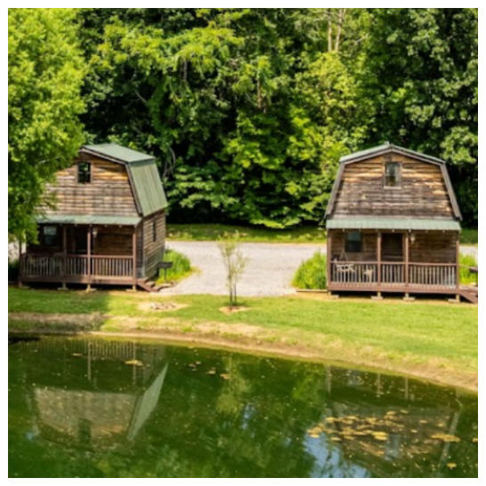 aerial view of two of our cabins